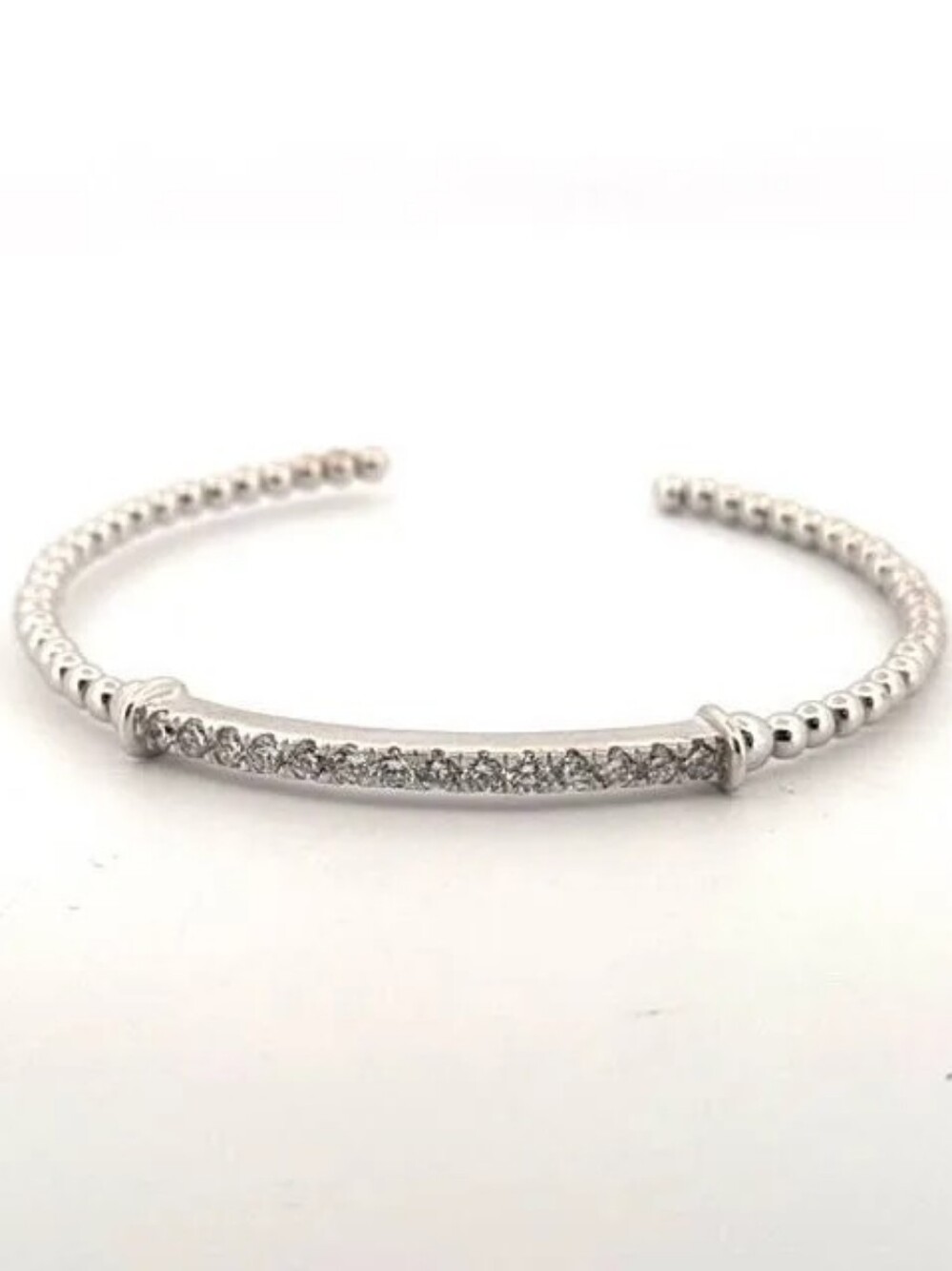 1.00tcw Round Cut Lab Created Diamond 925 Sterling Silver Bangle